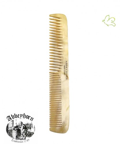 Peigne en corne Abbeyhorn -  double denture (16 cm) design net carré cheveux homme femme démêlage lissage