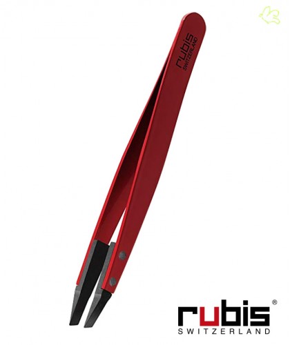 RUBIS Switzerland Tweezers Classic Techno Slanted tips - Red Men beard hair Design high tech
