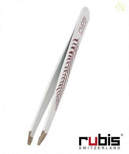 RUBIS Switzerland Tweezers Classic - Feather White slanted tips beauty eyebrows