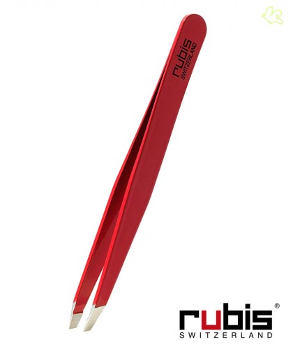 RUBIS Switzerland Pinzette Classic schräg - Rot klassisch professionnel Augenbrauen Epilieren Beauty Kosmetik