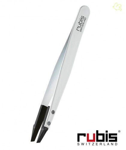 RUBIS Switzerland Pince à Épiler Classic Techno mors biais - Blanc Homme barbe poils Design High Tech