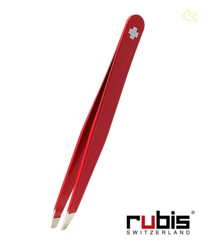 RUBIS Switzerland Pinzette Classic schräg - Swiss Cross Rot Beauty Augenbrauen handmade Kosmetik