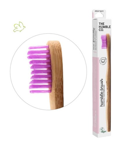 Bamboo Toothbrush Humble Brush Adult - pink Soft Nylon bristles Vegan