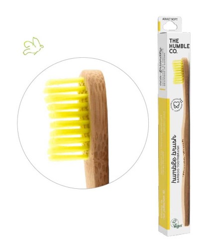 Bamboo Toothbrush Humble Brush Adult - yellow Soft Nylon bristles Vegan