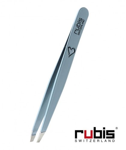 RUBIS Switzerland Tweezers Slanted tips Light Blue Heart Classic beauty eyebrows cosmetics