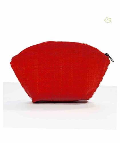 Raffia Pouch coral red gipsy trendy cosmetic bag coral red toiletry beauty l'Officina Paris