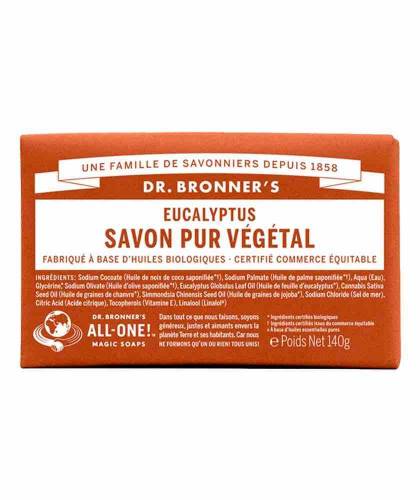 Dr. Bronner's Pain de Savon bio Pur Végétal Eucalyptus 100% naturel solide
