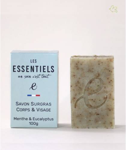 Organic moisturizing soap Mint & Eucalyptus Les Essentiels body face natural cosmetics France