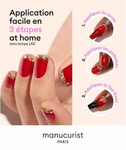 Geschenk Set roter Nagellack Green™ Manucurist Red Velvet Gold Glitter Pailletten Weihnachten Glamour Ready to Party