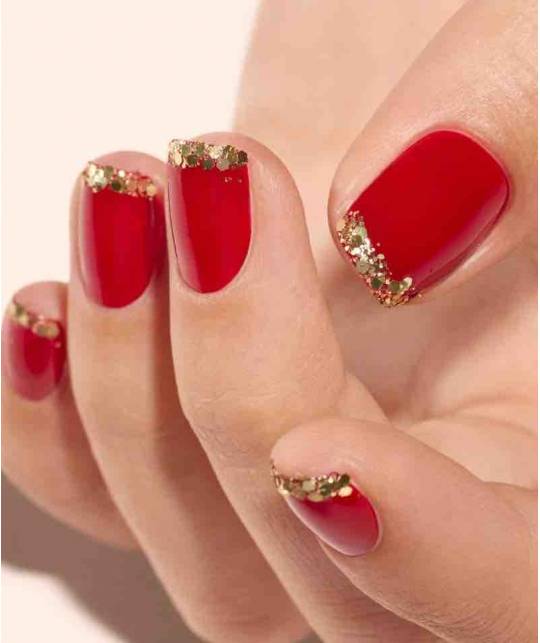 Geschenk Set roter Nagellack Green™ Manucurist Red Velvet Gold Glitter Pailletten Weihnachten Glamour Ready to Party