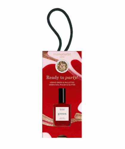 Glamour Gift Set Nail Polish Red Velvet Gold Glitter Manucurist Green™ Manucurist Ready to Party Christmas l'Officina Paris