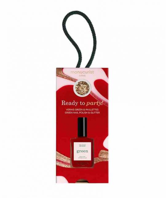 Glamour Gift Set Nail Polish Red Velvet Gold Glitter Manucurist Green™ Manucurist Ready to Party Christmas l'Officina Paris