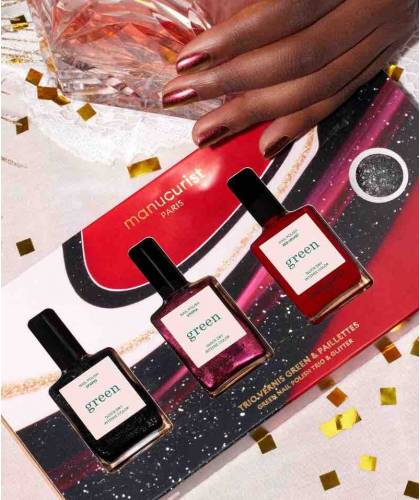 Manucurist Nail Polish Green™ sparkling Holiday Gift Set Utopia Sparks Red Velvet Glitter