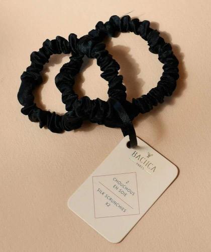 Scrunchies Black Silk BACHCA Paris Hair Accessories Hairstyle l'Officina