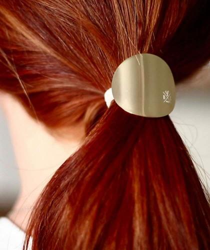 Hair Elastic round metal charm Jeanne BACHCA Paris gold ponytail half tail accessories l'Officina