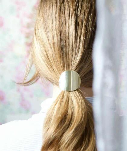 Hair Elastic round metal charm Jeanne BACHCA Paris gold ponytail half tail accessories l'Officina