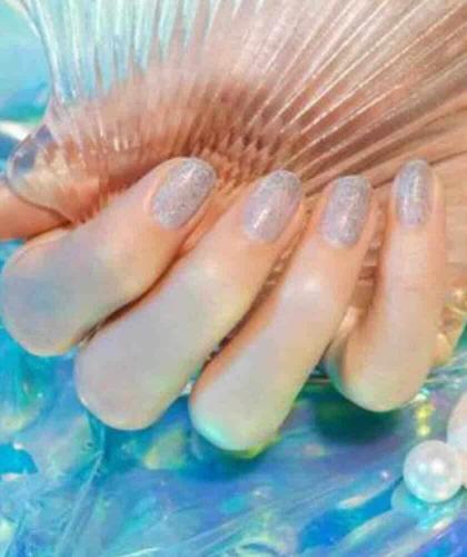 Nail Polish GREEN Manucurist Mermaid sheer holographic glittery sparkle
