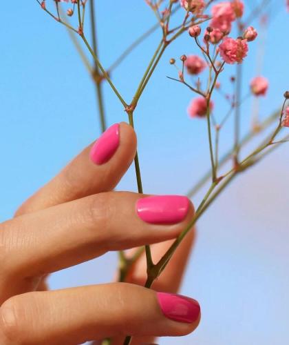 Pink Nail Polish Manucurist GREEN bright arty design l'Officina Paris
