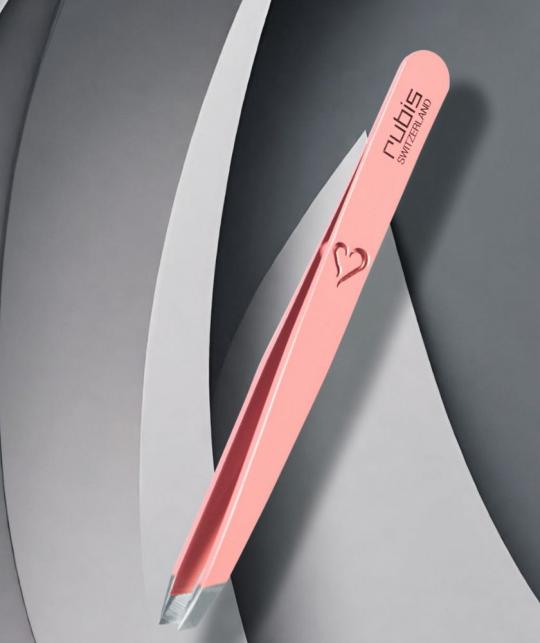RUBIS Switzerland Tweezers Classic Slanted tips Pink Heart beauty eyebrows cosmetics
