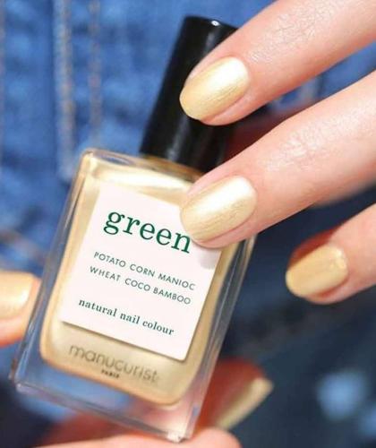 Vernis Manucurist GREEN Gold Sand jaune clair irisé or doré l'Officina Paris