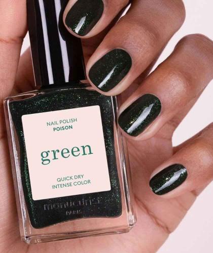 Vernis GREEN Manucurist Poison vert sapin pailleté l'Officina Paris