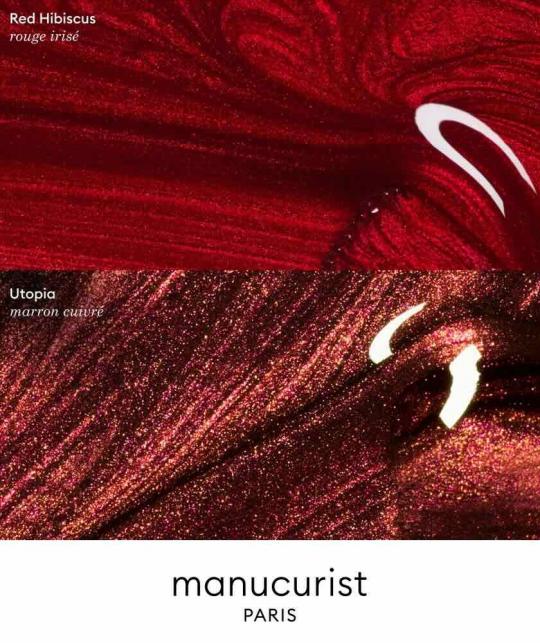 Nagellack Rot irisierend Manucurist GREEN Red Hibiscus Dunkelrot schimmer l'Officina Paris Naturkosmetik