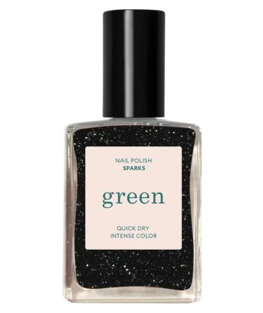 Nail Polish GREEN Manucurist Sparks black sparkling glitter manicure l'Officina Paris