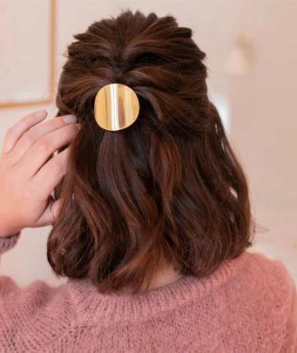 BACHCA Elastique cheveux Plaque Métal Ronde Jeanne doré accessoire bijou coiffure l'Officina Paris