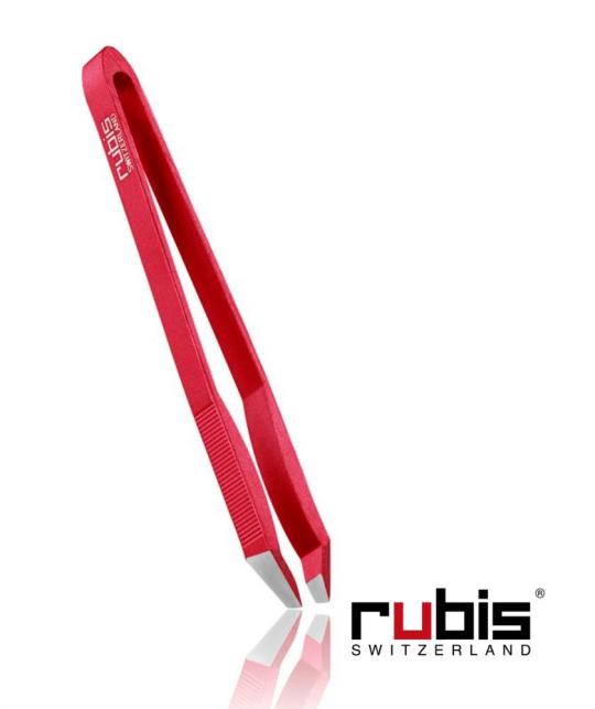 RUBIS Pince à Épiler Sweezer 2.0 Sourcils mors biais rouge aluminium recyclable Switzerland