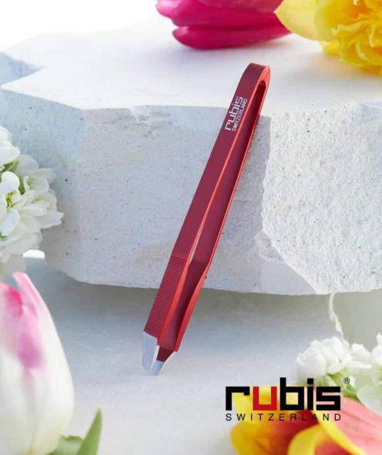 RUBIS Switzerland Pince à Épiler Sweezer 2.0 Sourcils mors biais rouge