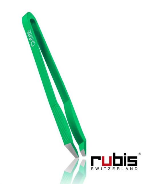 RUBIS Pince à Épiler Sweezer 2.0 Sourcils mors biais vert aluminium recyclable Switzerland