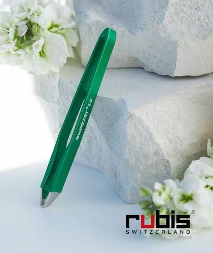 RUBIS Tweezers eyebrows Sweezer 2.0 green Switzerland aluminium slanted tips