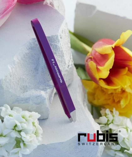 RUBIS Tweezers eyebrows Sweezer 2.0 purple Switzerland aluminium slanted tips