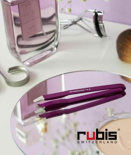 RUBIS Tweezers eyebrows Sweezer 2.0 purple Switzerland aluminium slanted tips