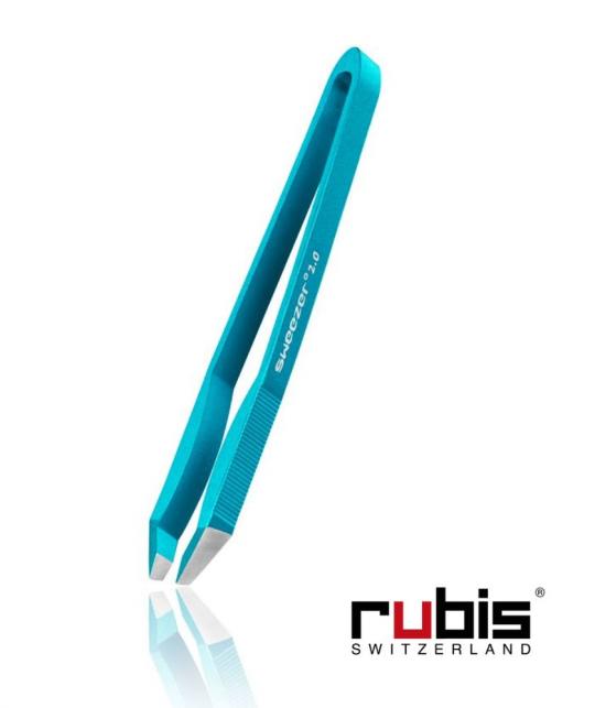 Pince à Épiler RUBIS Sweezer 2.0 Sourcils mors biais bleu aluminium recyclable Switzerland