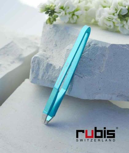 RUBIS Tweezers eyebrows Sweezer 2.0 blue Switzerland aluminium slanted tips