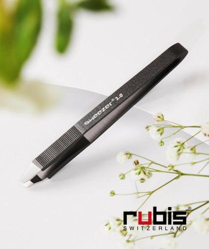 RUBIS Tweezers eyebrows Sweezer 2.0 black Switzerland aluminium slanted tips