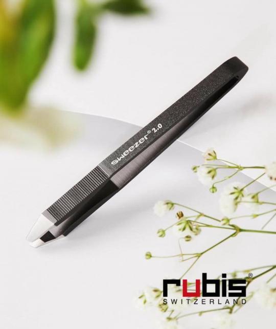 RUBIS Switzerland Pince à Épiler Sweezer 2.0 Sourcils mors biais noir