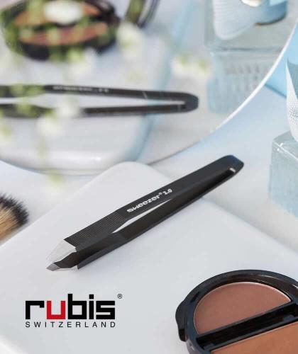 RUBIS Switzerland Pince à Épiler Sweezer 2.0 Sourcils mors biais noir