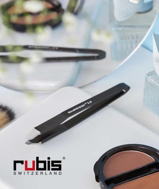 RUBIS Tweezers eyebrows Sweezer 2.0 black Switzerland aluminium slanted tips