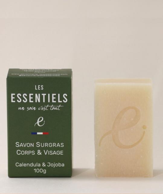 Organic moisturizing soap fragrance free Calendula Jojoba Les Essentiels natural skincare France l'Officina Paris