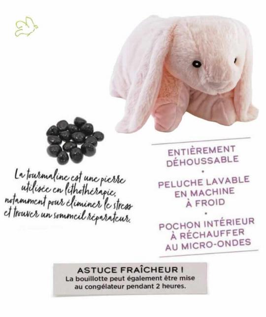 Bouillotte Peluche Coussin Chauffant LAPIN déhoussable micro-ondes l'Officina Paris