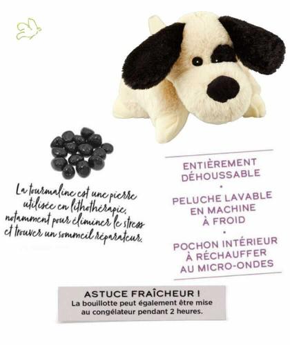 Bouillotte Peluche Coussin Chauffant CHIEN déhoussable micro-ondes l'Officina Paris