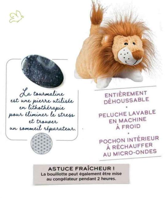 Bouillotte Peluche Coussin Chauffant LION déhoussable micro-ondes l'Officina Paris cadeau enfant