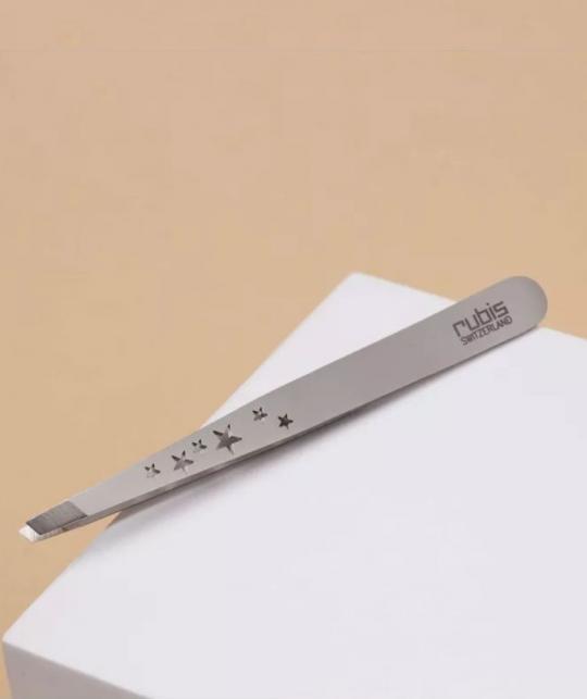 RUBIS Switzerland Tweezers Classic Slanted tips Steel Six Stars eyebrows