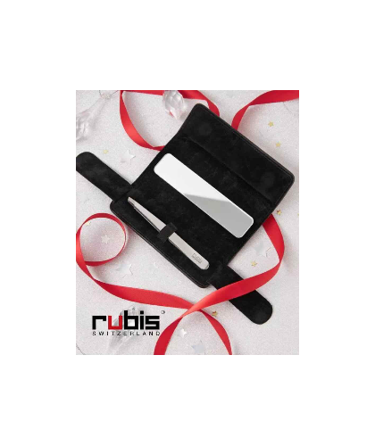 RUBIS Switzerland Pince à Épiler Classic Shiny avec Étui cuir rouge miroir pointes mors biais Inox