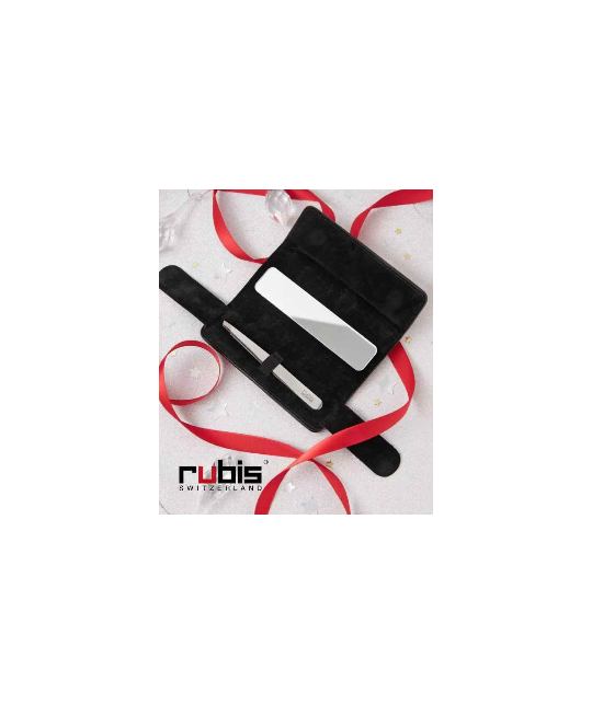 RUBIS Switzerland Pince à Épiler Classic Shiny avec Étui cuir rouge miroir pointes mors biais Inox