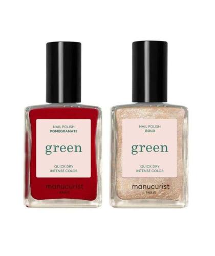 Nagellack Set Gold & Pomegranate Glitzer Rot Manucurist GREEN Geschenkset Duo Fest Weihnachten