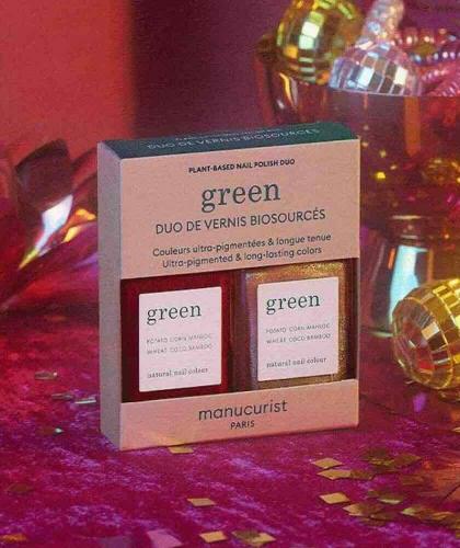 Nagellack Set Gold & Pomegranate Glitzer Rot Manucurist GREEN Geschenkset Duo Fest Weihnachten