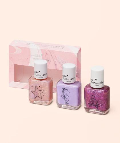 Gift Box Holiday Kids nail polish Petite Manucurist pink glitter l'Officina Paris natural cosmetics